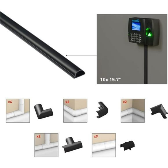 D-Line 157in Cord Cover Kit, 10x 15.7 Lengths,0.78" (W) x 0.39" (H) - Black - Picture 3 of 6
